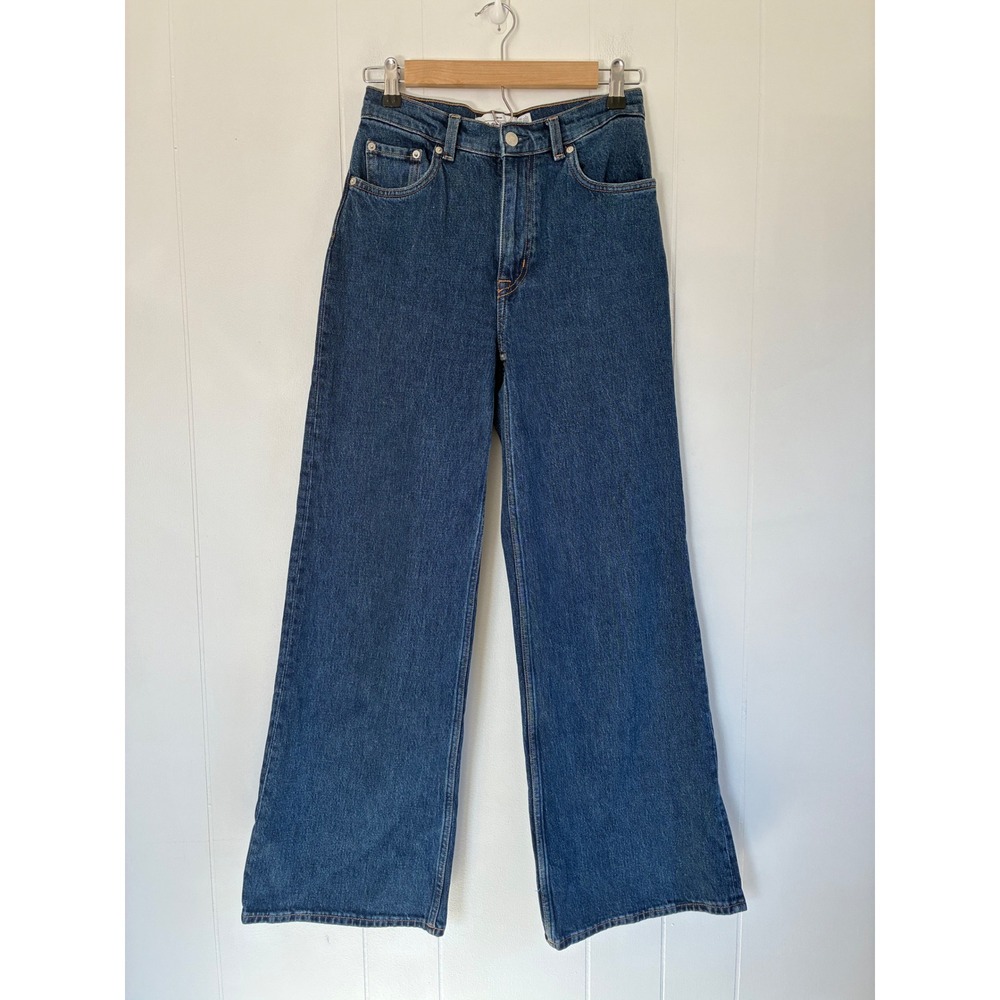 & Other Stories High Waisted Wide Leg‎ Jeans Dark Wash Blue Denim US 27/32